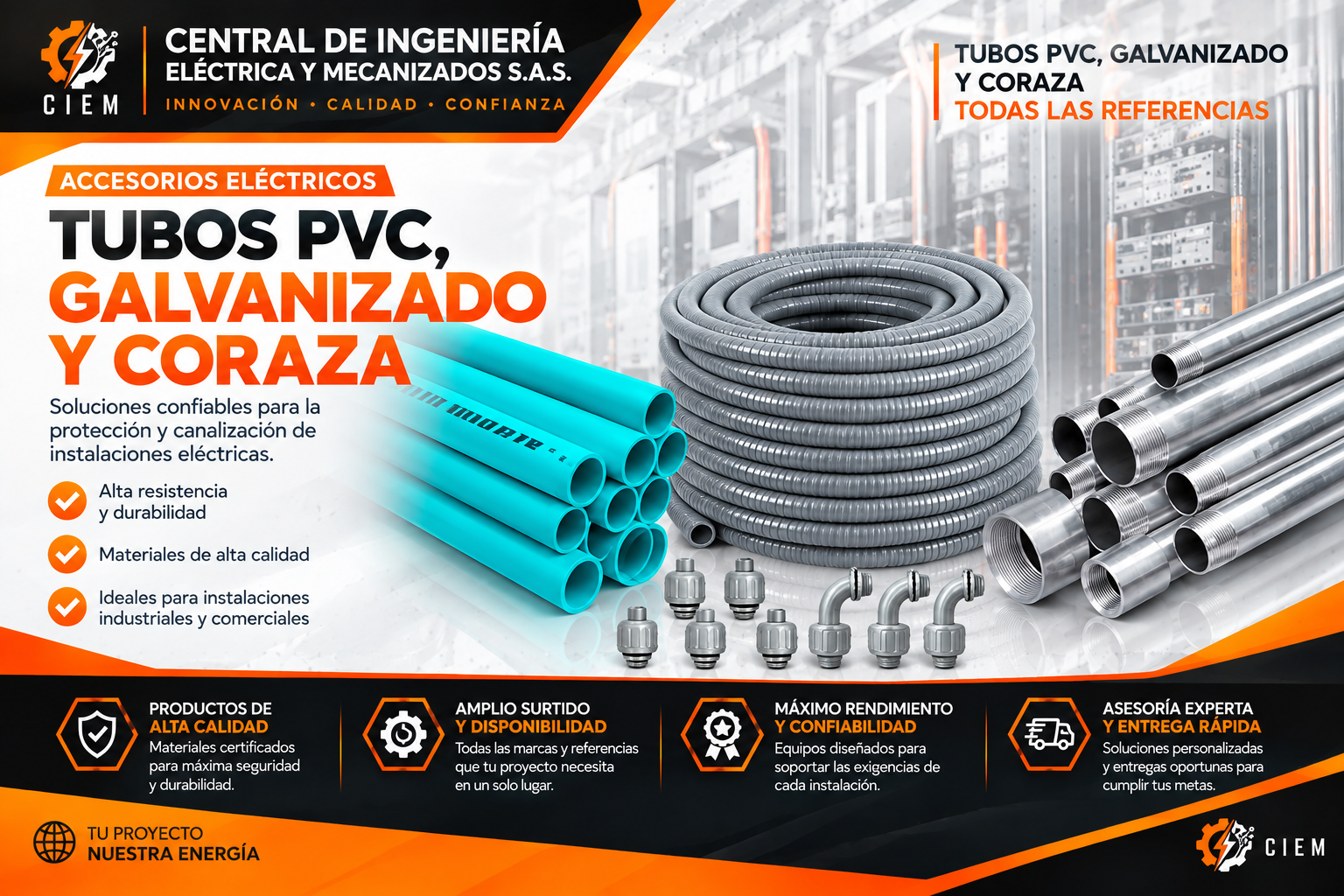 Tubos PVC, Galvanizado y Coraza